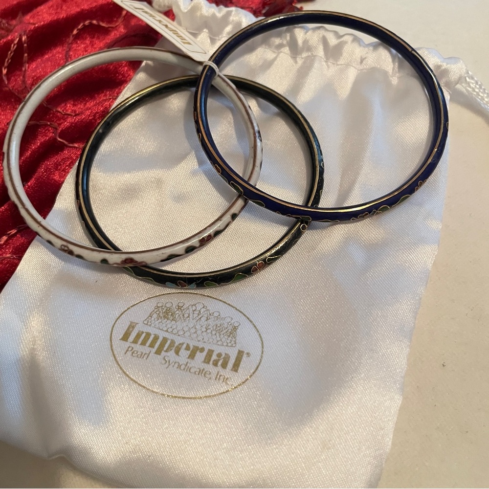 Vintage Imperial Chinese Cloisonné Bangle Set